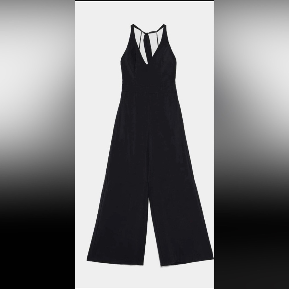 ZARA BLACK MODAL LONG FLOWY OPEN BACK JUMPSUIT $79.90 - Picture 5 of 5